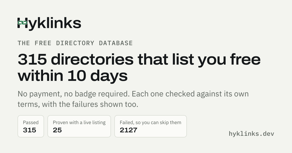 Hyklinks: free directories that list you within 10 days